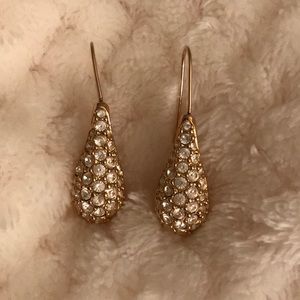 Pear Shaped Rhinestone Earrings - Pierced